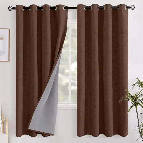 Miniatura 128 de YoungsTex - Cortinas opacas de lino para dormitorio, oscurecimiento de la habitación, cortinas con textura de lino, paneles con aislamiento térmico