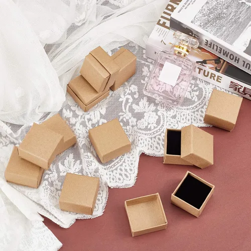 Miniatura 7 de PH PandaHall Paquete de 48 cajas de regalo para anillos, cajas de regalo de joyería de 1.5 x 1.5 x 1.1 pulgadas, caja de joyería cuadrada de cartón