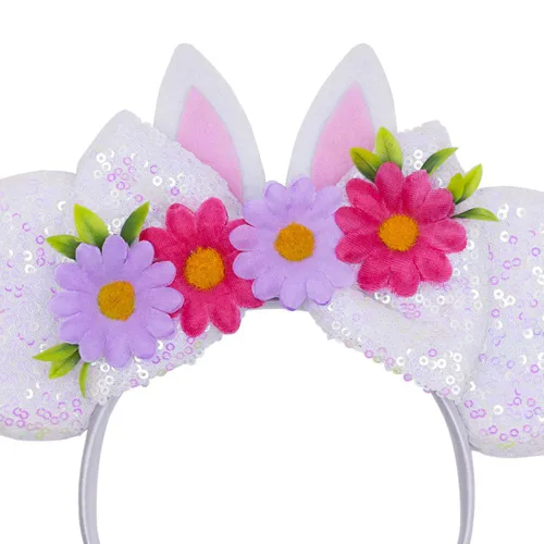 Miniatura 25 de Diadema negra con orejas de ratón de lentejuelas con lazo de ala de poliuretano, lazo de pelo de murciélago de Halloween, decoración de fiesta