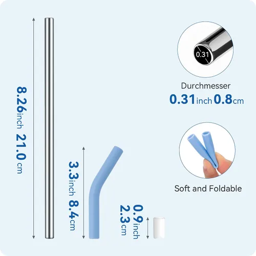 Miniatura 8 de 4 popotes de acero inoxidable reutilizables para vaso Yeti de 20 onzas, pajitas de metal con puntas de silicona para vaso Stanley de 20 onzas y vaso