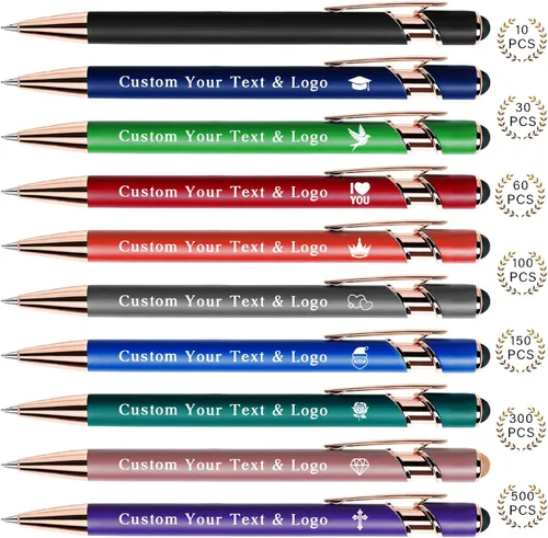 Miniatura 16 de Bolígrafos personalizados a granel, bolígrafos personalizados con nombre/logotipo en ambos lados, regalo de tinta negra, bolígrafo grabado con lápiz