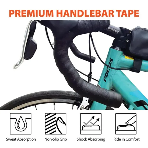Miniatura 3 de Skwiki - Cinta de manillar de bicicleta de carretera, piel sintética adherente, agarre, alto rebote, transpirable, estructura multicapa (negro)