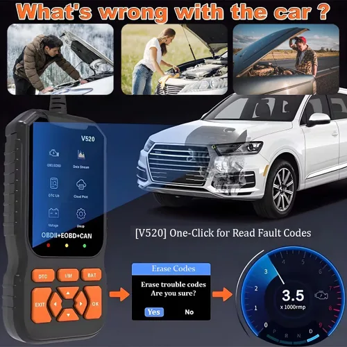 Miniatura 5 de Herramienta de diagnóstico de escáner de coche OBD2, lector de código OBDII/EOBD para vehículos V520, lector de códigos de falla automotriz