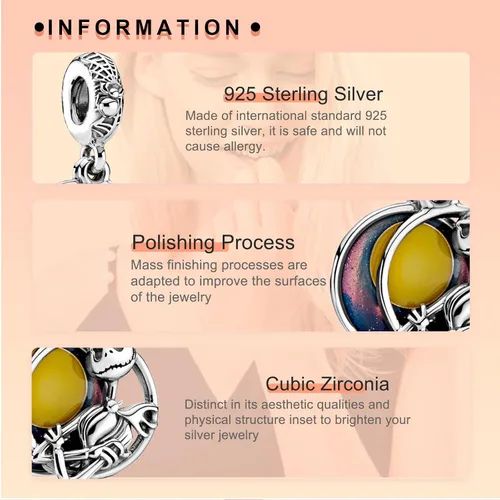 Miniatura 2 de H.ZHENYUE Winnie Characters S925 Silver Charm for Bracelet Necklace Sterling Silver Dangles for Women