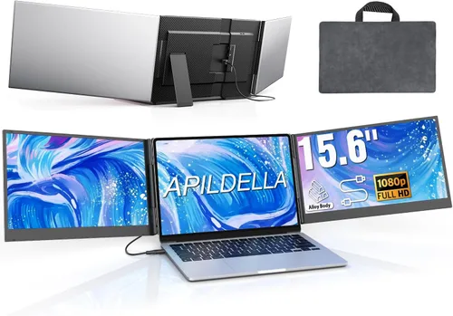 Miniatura 9 de APILDELLA Extensor de pantalla para laptop de 14 pulgadas, monitor dual FHD 1080P IPS de viaje, monitor portátil de rotación de 226° para portátiles