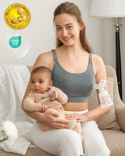 Miniatura 13 de Momcozy - Brasier para extracción de leche y lactancia, manos libres, ajustable, brasier todo en uno