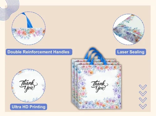 Miniatura 4 de Infinite Pack Bolsas grandes de mercancía de agradecimiento con asa de lazo, bolsa de boutique brillante, refuerzo inferior de 3 pulgadas y 3 mil
