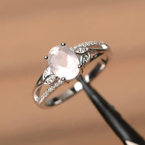 Miniatura 2 de LUO Anillo de compromiso de plata de ley 925 con forma ovalada de 0.315 x 0.236 in para mujer