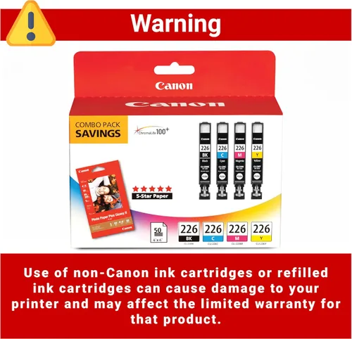 Miniatura 4 de Canon CLI-226 Paquete de color genuino con 50 hojas de papel fotográfico, compatible con iP4820, MG5220, MG5120, MG6120, MG8120, MX882, iX6520