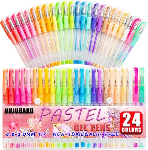 Miniatura 10 de Paquete de 48 bolígrafos de gel azules, 24 bolígrafos de gel de colores con 24 repuestos, 40% más de tinta para escribir suavemente para adultos