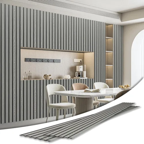 Miniatura 18 de Art3d Paquete de 4 paneles de revestimiento adhesivos de seis rejillas para decoración de paredes interiores - Paneles de pared de listones delgados