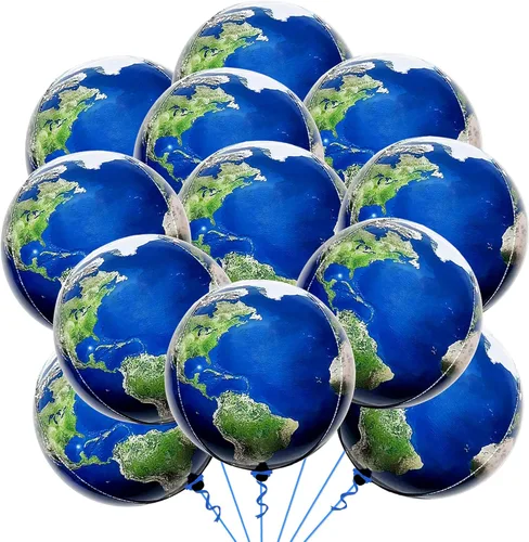 Paquete de 12 globos con diseño de planeta en 4D para decoración del Día de la Tierra, 22 pulgadas, 360 grados, para decoraciones de fiestas con