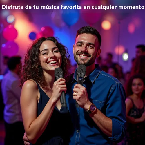 Miniatura 2 de Micrófono inalámbrico, sistema profesional de micrófono dinámico inalámbrico de mano dual con receptor recargable, Plug & Play, compatible