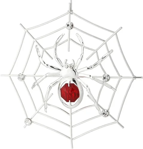 Miniatura 11 de Ornamento colgante de araña negra de Matashi para árbol de Navidad con cristales azules y transparentes – Decoración de telaraña de araña