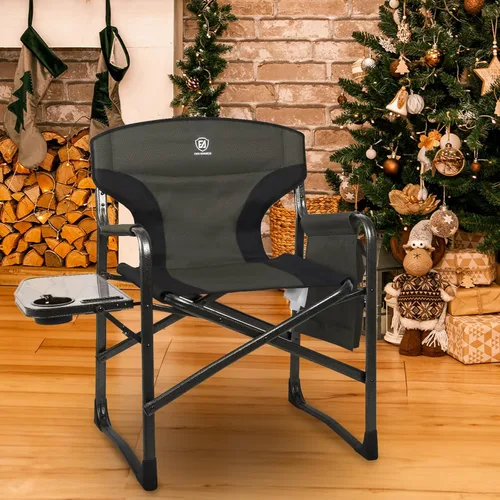 Miniatura 2 de EVER ADVANCED Sillas de director plegables ligeras para exteriores, silla de camping de aluminio con mesa auxiliar y bolsa de almacenamiento, Verde