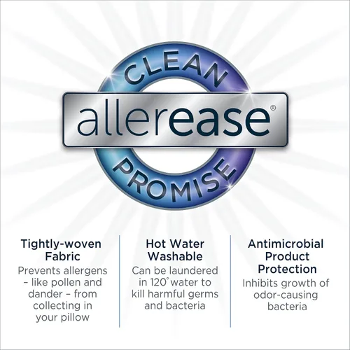 Miniatura 4 de AllerEase Protector de almohada de defensa contra alergias de partículas de platino, con equilibrio de temperatura, lujoso tejido mullido, lavable a