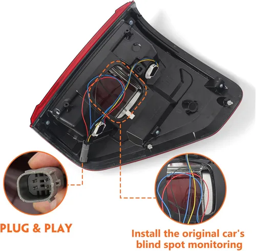 Miniatura 3 de FIONE Ensamble de luz trasera Compatible con Ford F150 F 150 2021 2022 2023 Modelo halógeno con función de punto ciego Lado del conductor izquierdo