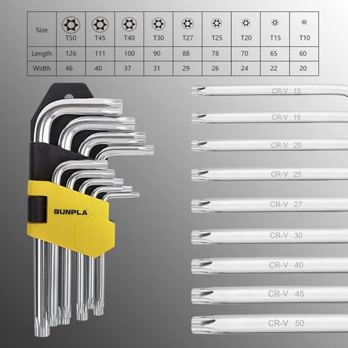 Miniatura 2 de Gunpla Llave Allen con llave hexagonal Torx, llave hexagonal Allen Star, llave de brazo corto, llaves hexagonales de seguridad, agujeros de extremo