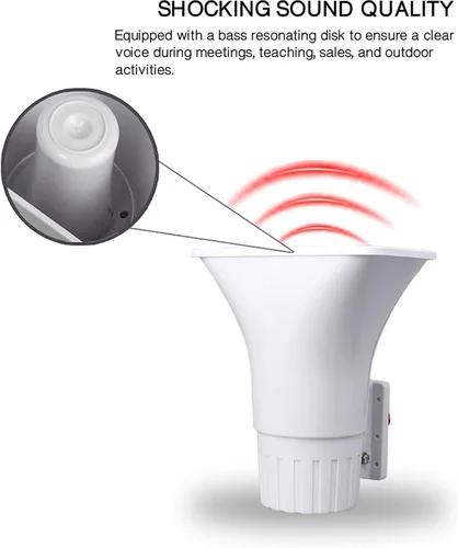 Miniatura 5 de Sirena de alarma de 30 W, sirena de seguridad eléctrica autónoma de doble tono para exteriores con soporte, 6-12 V CC 130 DB para el sistema