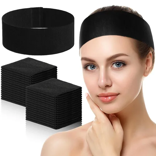 Waydress 140 diademas faciales desechables de spa con cierre cómodo, bandas faciales elásticas, banda suave para el cuidado de la piel para mujeres,