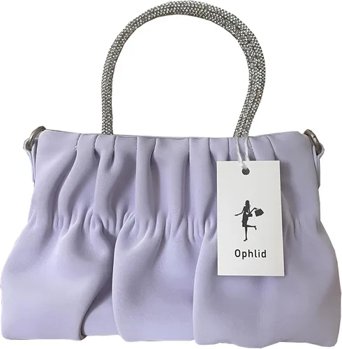 Miniatura 5 de Bolsos de cuero suave para mujer, bolsos de noche con diamantes de imitación de boda, elegante bolso de mano de fiesta, bolso cruzado morado, Púrpura