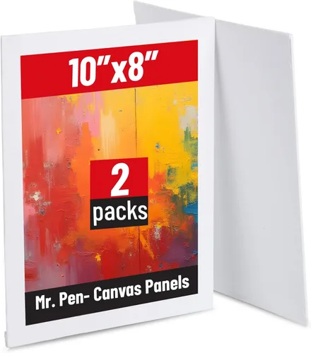 Mr. Pen - Paneles de lienzo, paquete de 2, 8 x 10 pulgadas, triple imprimado para pinturas al óleo y acrílicas, tableros de lienzo para pintura,