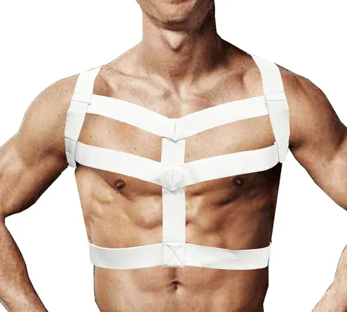 Miniatura 10 de Arnés de nylon fuerte del pecho del cuerpo de los hombres del apoyo elástico del apoyo del club desgaste trajes