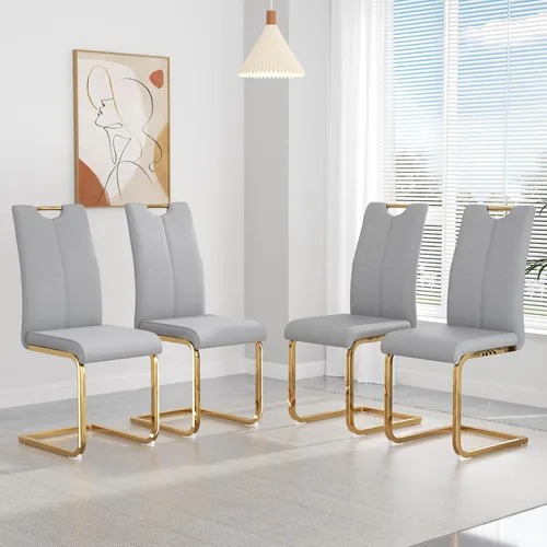Miniatura 13 de yeag Juego de Sillas de Comedor Modernas de 2 Unidades, Sillas de Cocina y de Sala de Estar con Respaldo Alto, con Patas de Metal Cromado Dorado