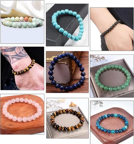 Miniatura 6 de Jewdreamer 12 pulseras de cuentas de piedra curativa para mujeres y hombres pulseras de piedras preciosas semipreciosas pulseras elásticas