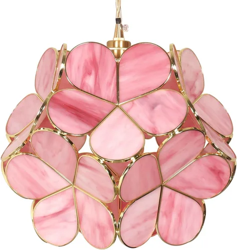 Miniatura 33 de Bieye L10749 - Lámpara colgante de techo de vidrio manchado estilo Tiffany con pantalla de 8 pulgadas de ancho (naranja, 8" flor de cerezo)