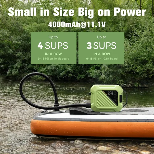 Miniatura 3 de Paddle Board Electric Pump 20PSI High Pressure Rechargeable SUP Air Pump, Intelligent Dual Stage Inflation & Deflation,Auto-Off for Stand Up Paddle