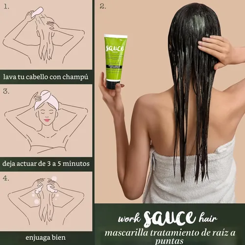 Miniatura 5 de SAUCE BEAUTY Mascarilla Capilar de Acondicionamiento Profundo (3.4 onzas líquidas) Mascarilla Capilar Guacamole Whip para Cabello Dañado y Control