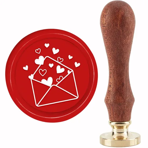 CRASPIRE Sello de cera para el día de San Valentín, sello de cera de sellado de corazón, letra de amor, 1.181 in, retro, vintage, extraíble, latón,