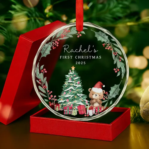 Miniatura 11 de Adorno de cristal personalizado para anuncio de bebé, adorno de Feliz Navidad, abuela y abuelo te veo en 2024, regalo de abuelos promocionados