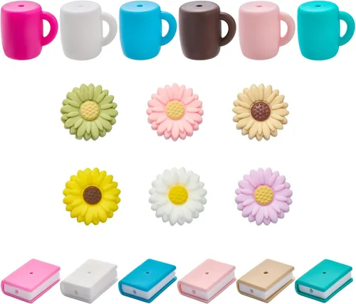 Miniatura 8 de 12 cuentas focales de silicona 3D para bolígrafos, cuentas de silicona a granel coloridas para hacer llaveros, manualidades, manualidades, joyería