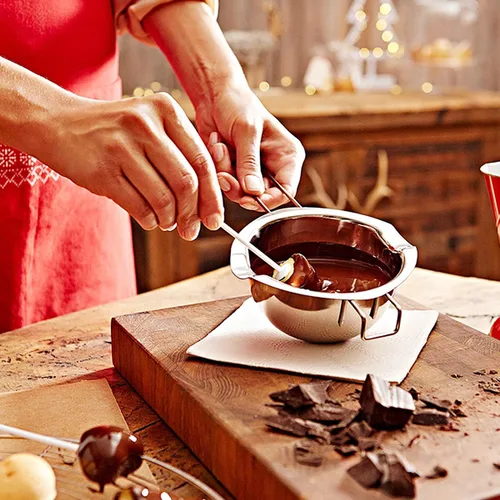 Miniatura 7 de Olla doble de acero inoxidable de 2 piezas con 2 cucharas de metal, olla de fusión de chocolate para derretir chocolate, mantequilla, queso, velas