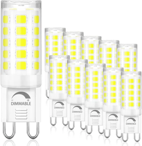 Miniatura 8 de winshine Paquete de 10 bombillas LED G9 regulables de 6000 K luz diurna 4W, 40 vatios G9 equivalente a halógeno G9 base de dos pines, lámpara