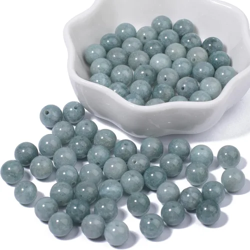 Miniatura 6 de 100 cuentas de jade birmano liso natural de 0.236 pulgadas (0.236 in), cuentas redondas sueltas de piedras preciosas para fabricación de joyas