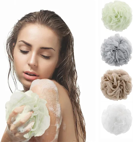 Miniatura 6 de Esponja de baño de 8 puf de malla pequeña, esponja de ducha exfoliante para cuerpo de lufa de malla