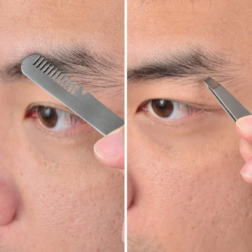 Miniatura 6 de HANTEKAS Juego de tijeras de pelo facial redondeadas curvadas profesionales de acero inoxidable para hombres, bigote, pelo de nariz, tijeras