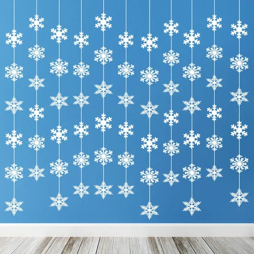 TUPARKA Decoraciones Colgantes de Copos de Nieve de 12 Cuerdas Suministros para Fiestas de Cumpleaños Frozen Decoraciones para Fiestas Winter
