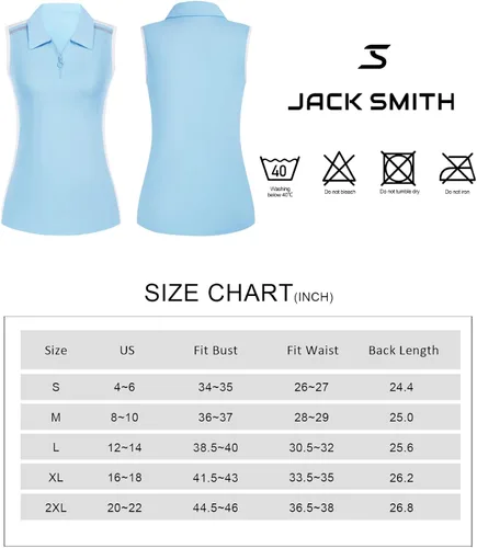 Miniatura 4 de JACK SMITH Polo de golf sin mangas para mujer con cuello con cremallera para mujer, secado rápido