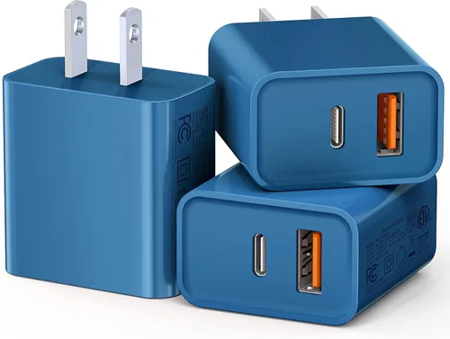 Miniatura 14 de Paquete de 3 cargadores tipo C, enchufe de pared USB C de doble puerto de 20 W PD y QC3.0 USB A bloque de carga rápida para Samsung Galaxy S24
