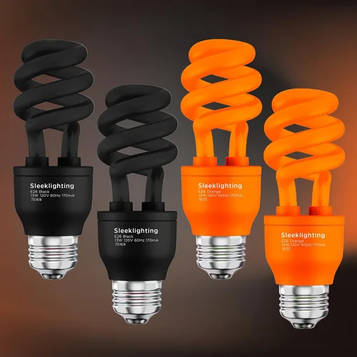 Miniatura 3 de Bombilla CFL en espiral de 13 W, aprobada por UL, 120 voltios, base mediana E26 (paquete de 4) (negro y naranja)