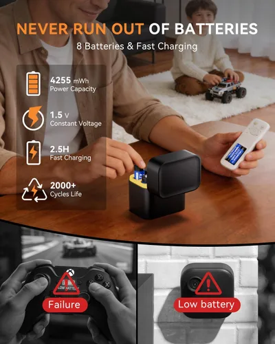 Miniatura 2 de PUJIMAX Baterías AA recargables de litio de 4255 mWh, cargador rápido USB C, salida constante de 1.5 V y baterías dobles A con más de 2000 ciclos