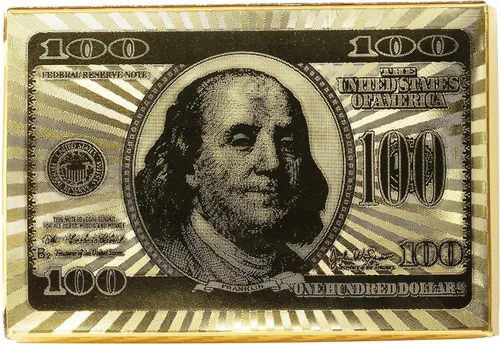 Miniatura 6 de Rok 24K oro 100 dólar Bill Foil Flexible resistente al agua plástico 52 póker naipes cubierta para juego de mesa