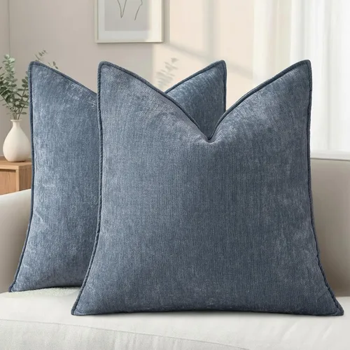 Miniatura 17 de decorUhome - Fundas de Cojín para Sofá 16x16 pulgadas Set de 2, Decorativas Suaves Euro Neutras de Felpilla con Diseño Elegante, Aqua Haze
