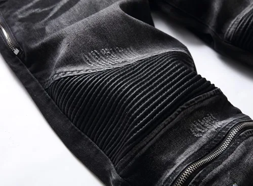 Miniatura 5 de Liuhond Skinny Slim Fashion - Jeans elásticos de motociclista de Hip Hop con agujeros rectos rasgados.