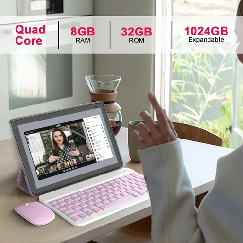 Miniatura 2 de Tablet Android 15 de 10 pulgadas, tableta 2 en 1 con teclado. 8GB RAM+32GB ROM compatible con tabletas PC expandibles de 1TB, CPU de cuatro núcleos