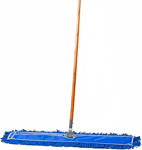 Miniatura 11 de Trapeador de polvo comercial azul de 24 pulgadas y barredora de piso, con mango de madera para azulejos, madera dura y hormigón